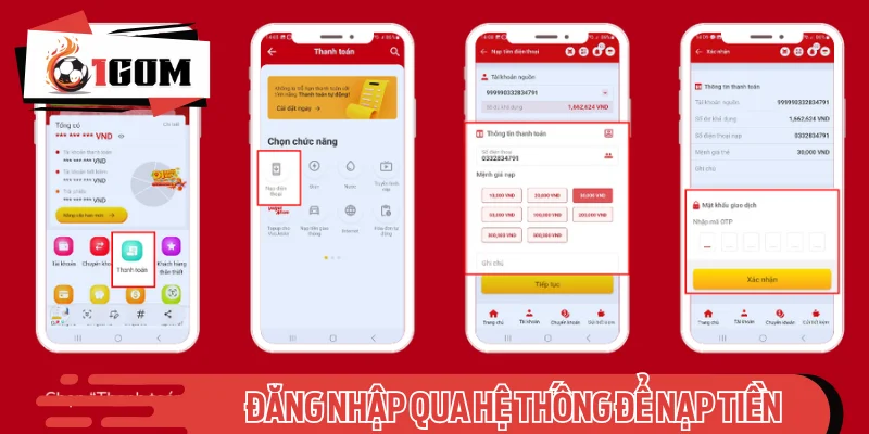 Đăng nhập qua hệ thống để thực hiện hướng dẫn nạp tiền