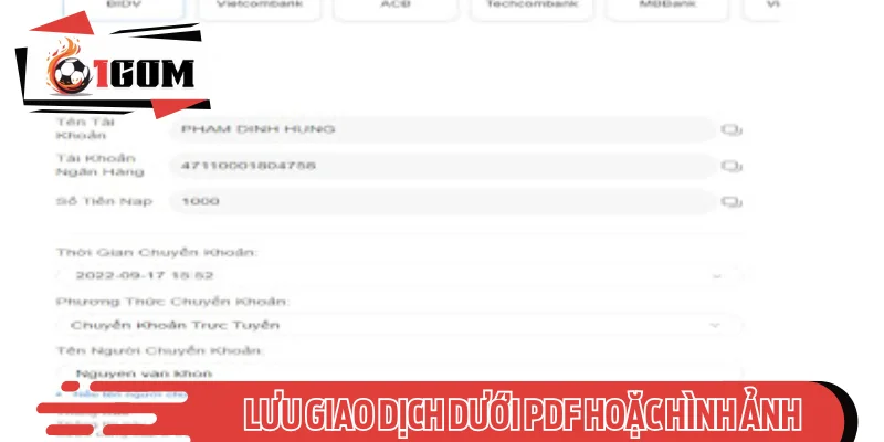 Lưu giao dịch dưới PDF hoặc hình ảnh